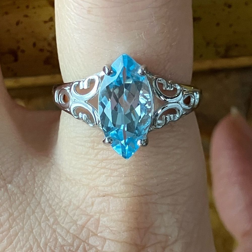Sky Blue Topaz Marquise Ring Size 8